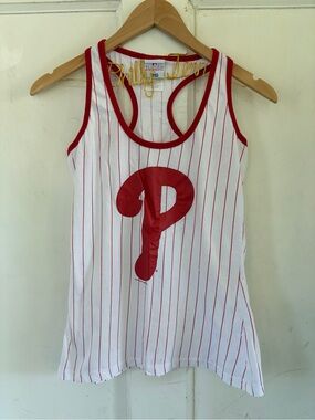 Philadelphia Phillies White & Red Pinstripe Tank Top M